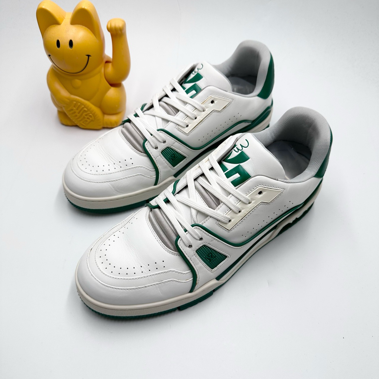 99新 LouisVuitton/路易威登 41.5码/初代白绿拼接Trainer板鞋