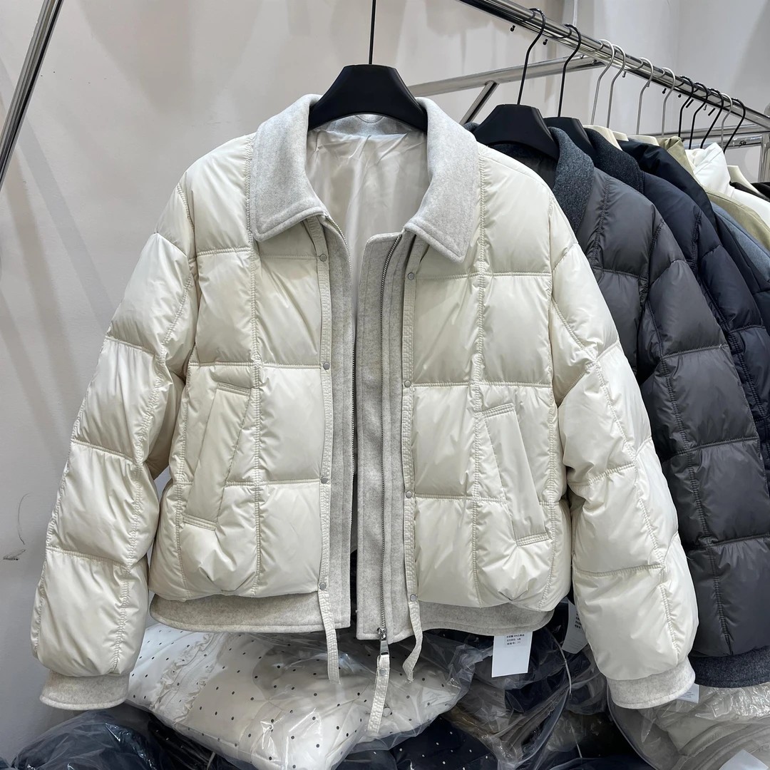 棉服拼接翻领加厚棉服女款2025冬季新款假两件保暖外套8