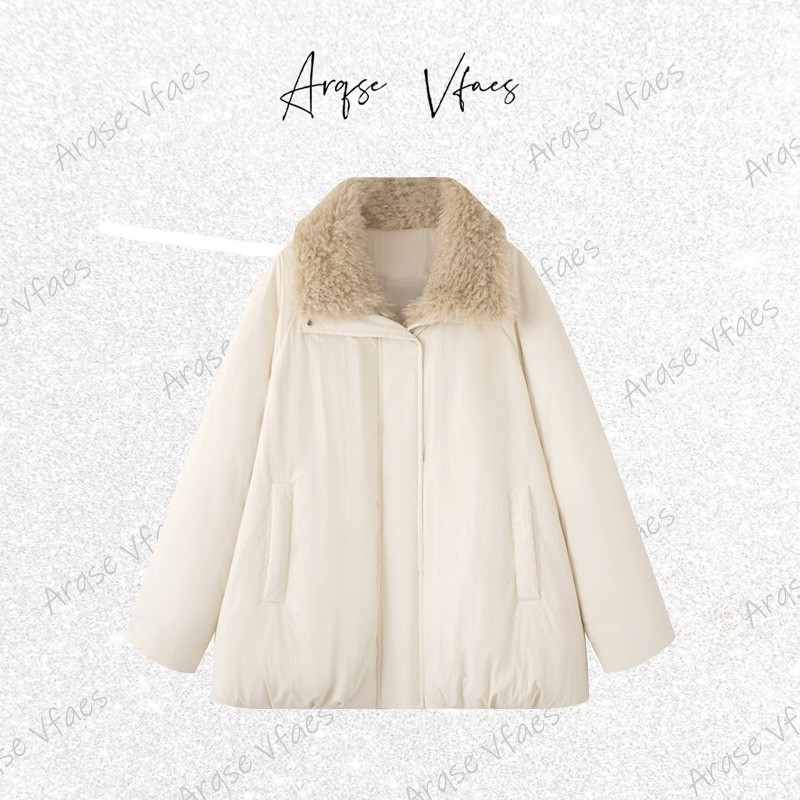 艾家同款2025冬装新款时尚百搭休闲白鸭绒宽松毛领羽绒服004015