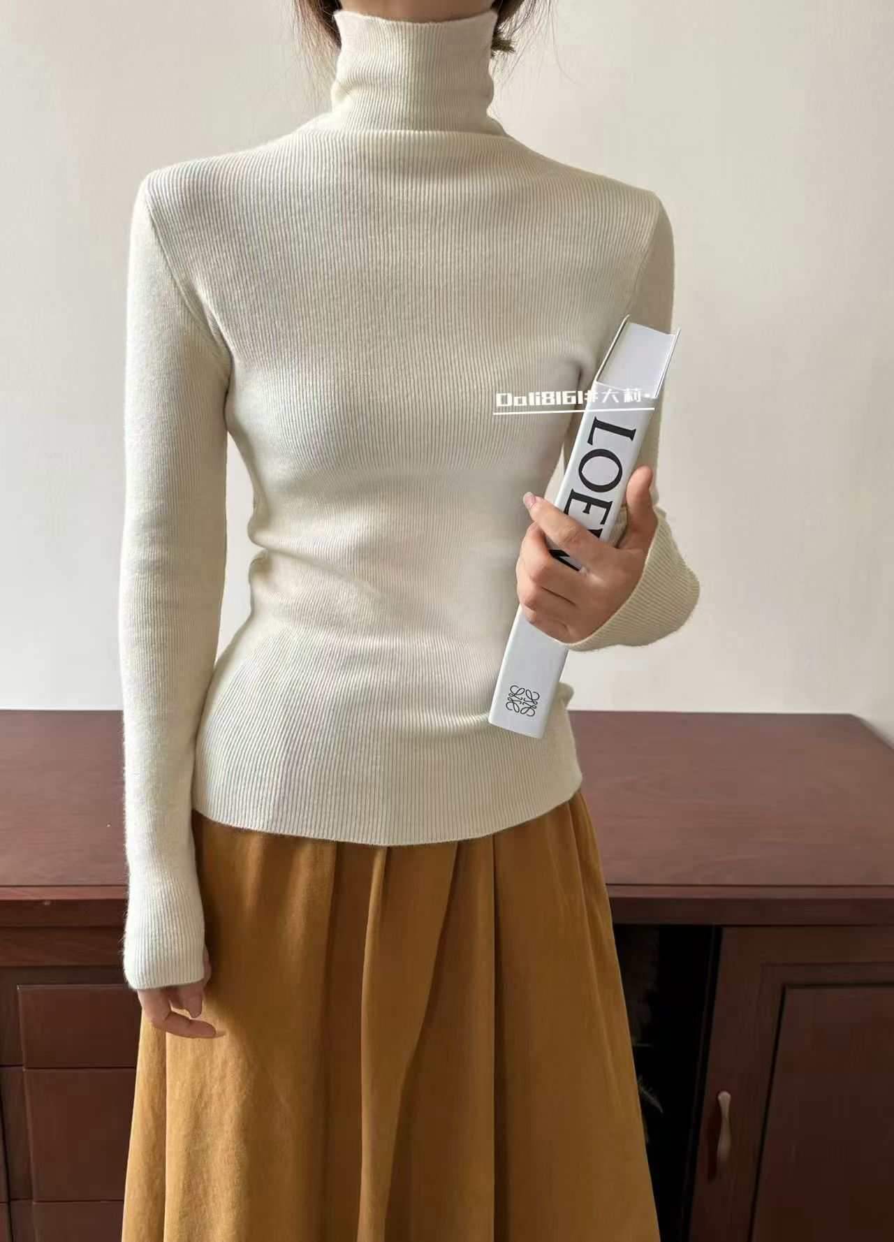 大莉高领高弹力修身针织打底衫