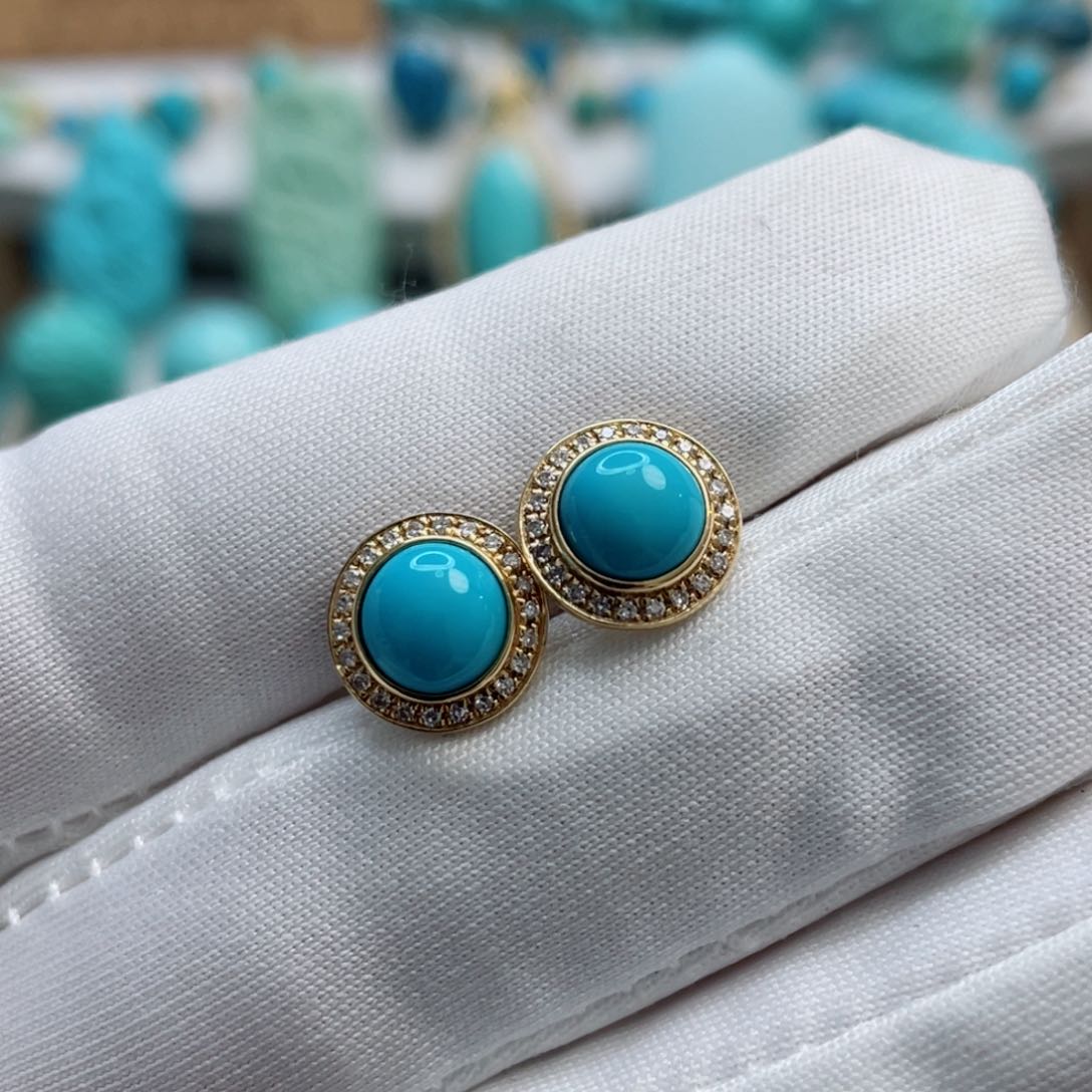 绿松石珠宝奇石18K金镶嵌