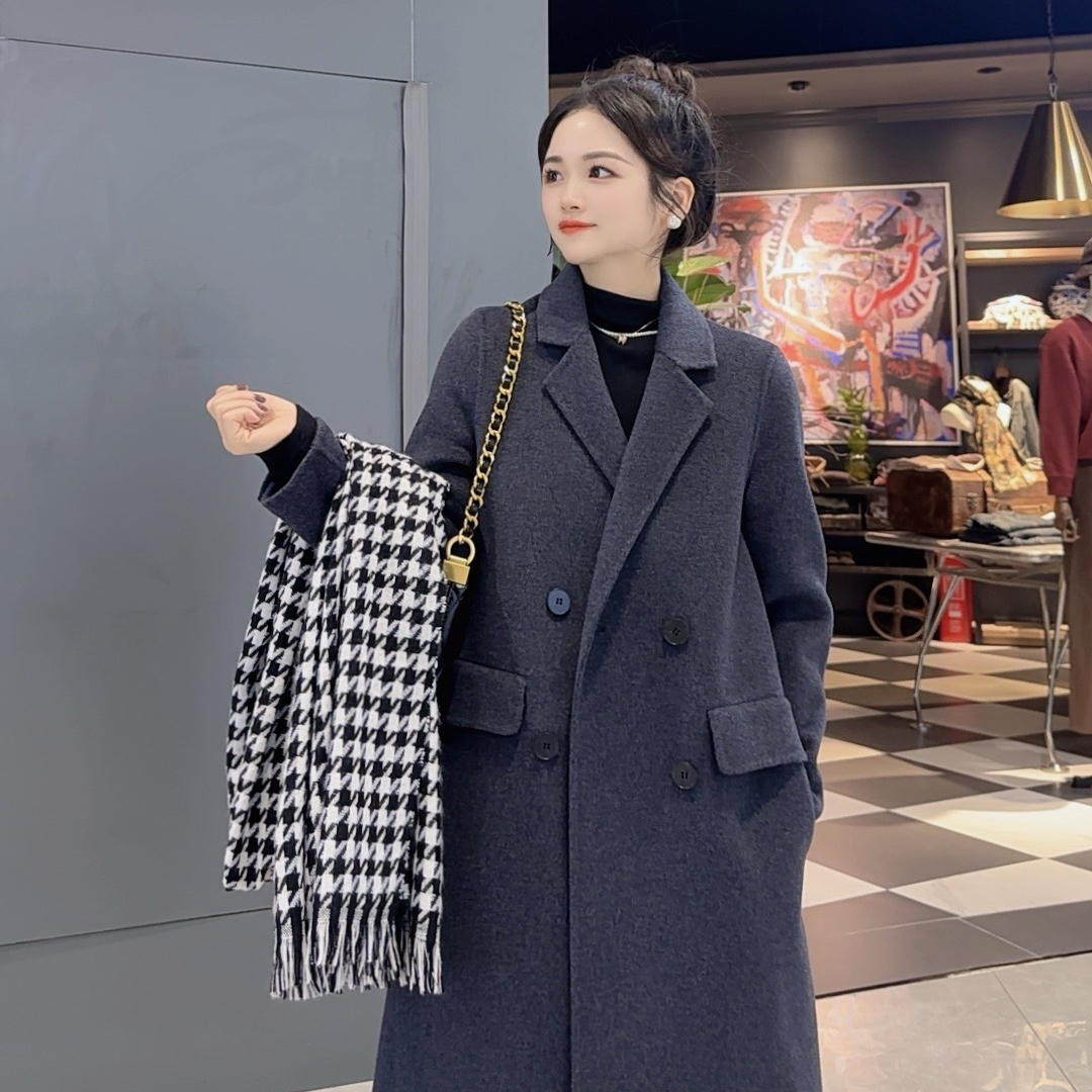 【哈哈双12福利】100%纯羊毛大衣小个子秋冬新款加厚保暖百搭外套