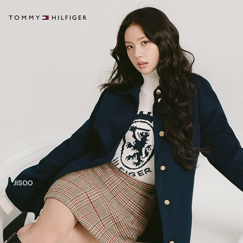 【金智秀同款】Tommy25新款秋冬女含羊毛格纹粗花呢A字短裙48265