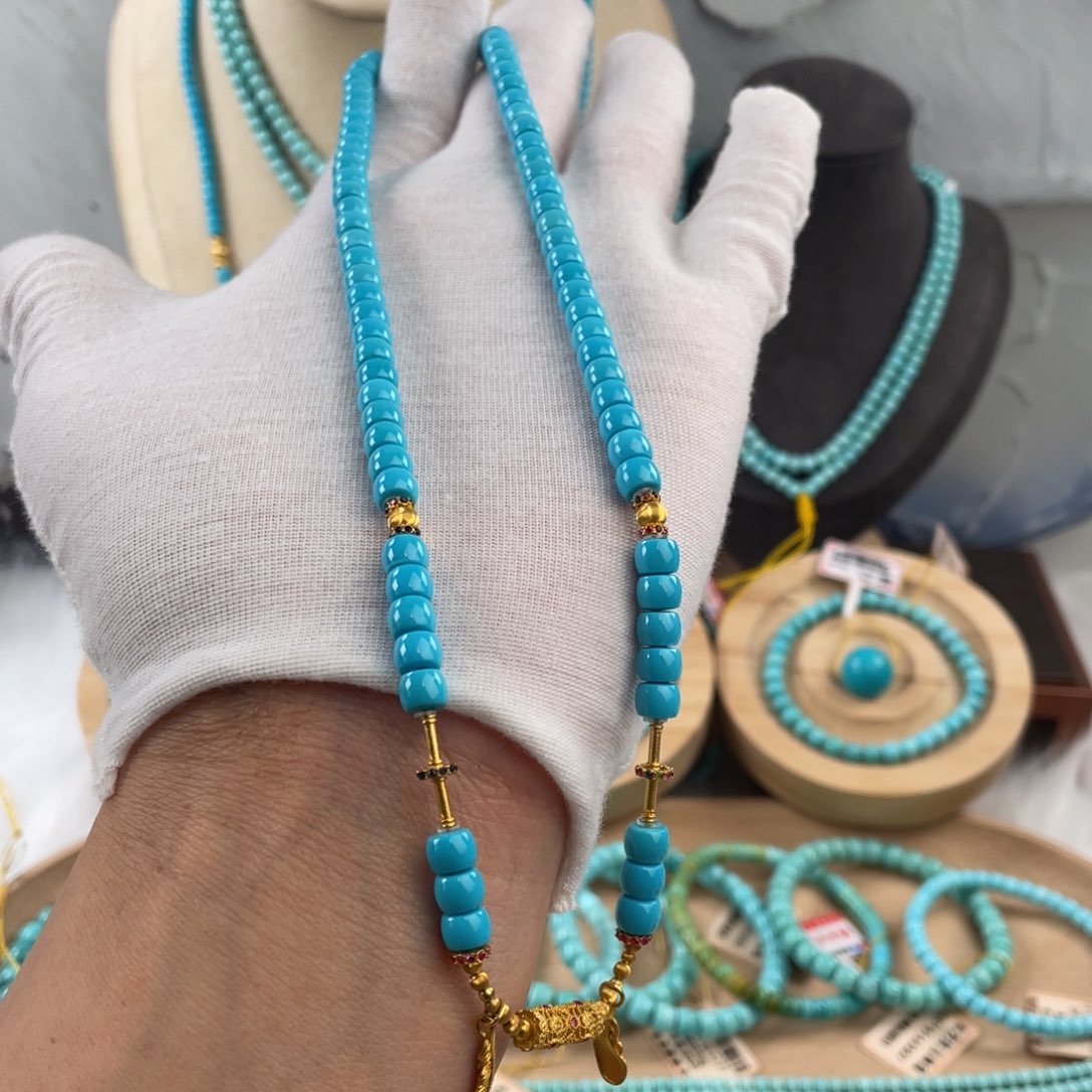 绿松石手链18K金镶嵌精品高端毕业级项链卡6