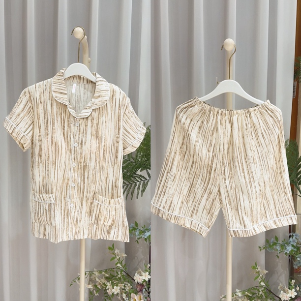 短袖短裤开衫睡衣带胸垫软糯轻薄家居服套装