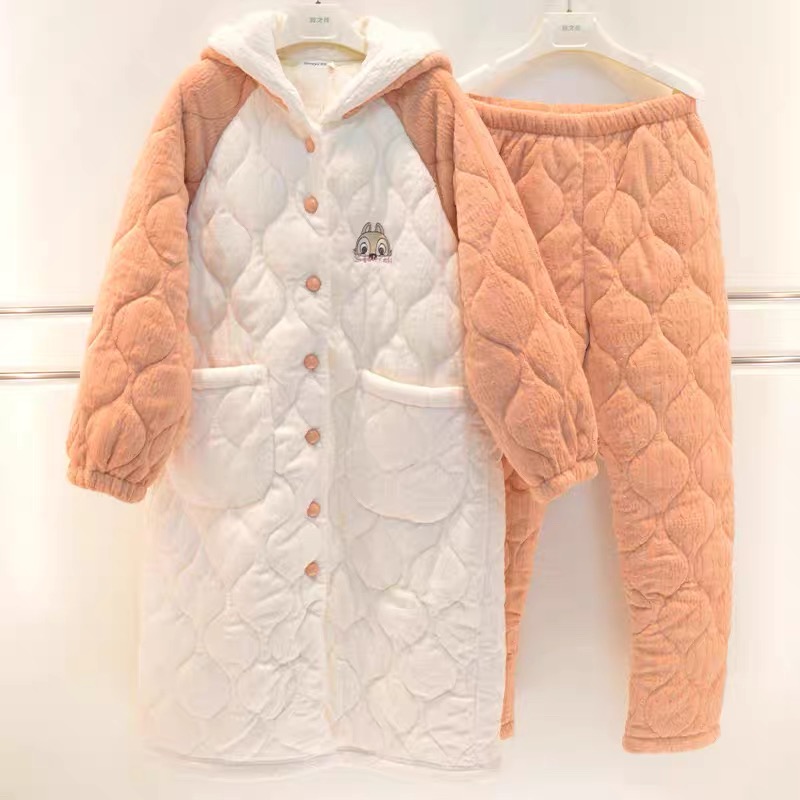 精雅品牌睡衣女士秋冬夹棉家居服8382145