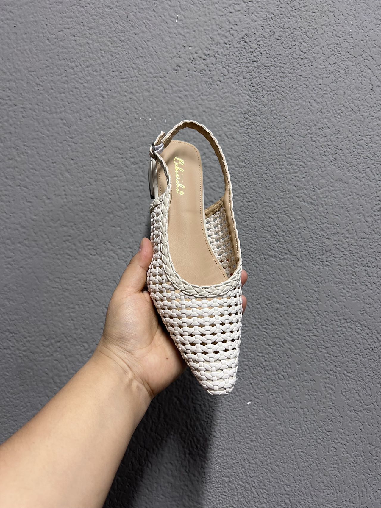 女编织包头凉鞋包头尖头时装凉鞋平底鞋凉鞋blokette舒适百搭2