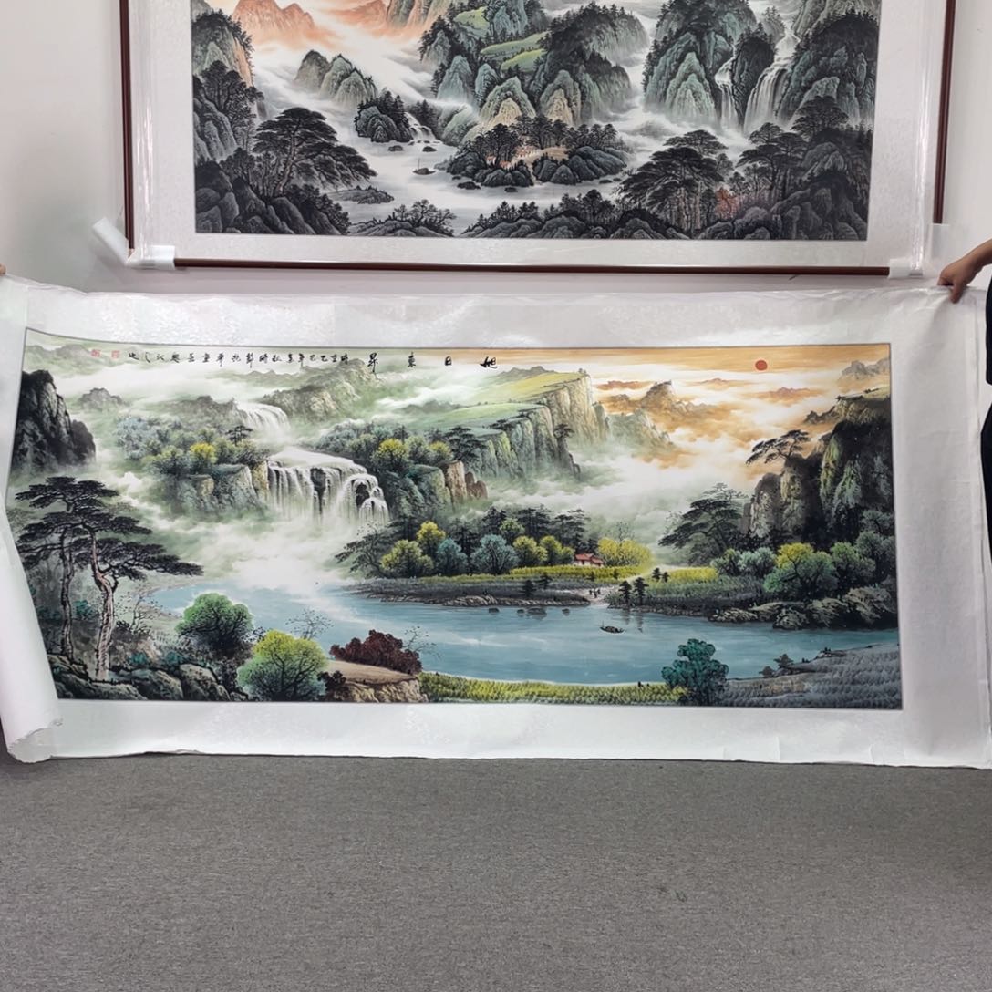 用***6国画旭日东升 240*100