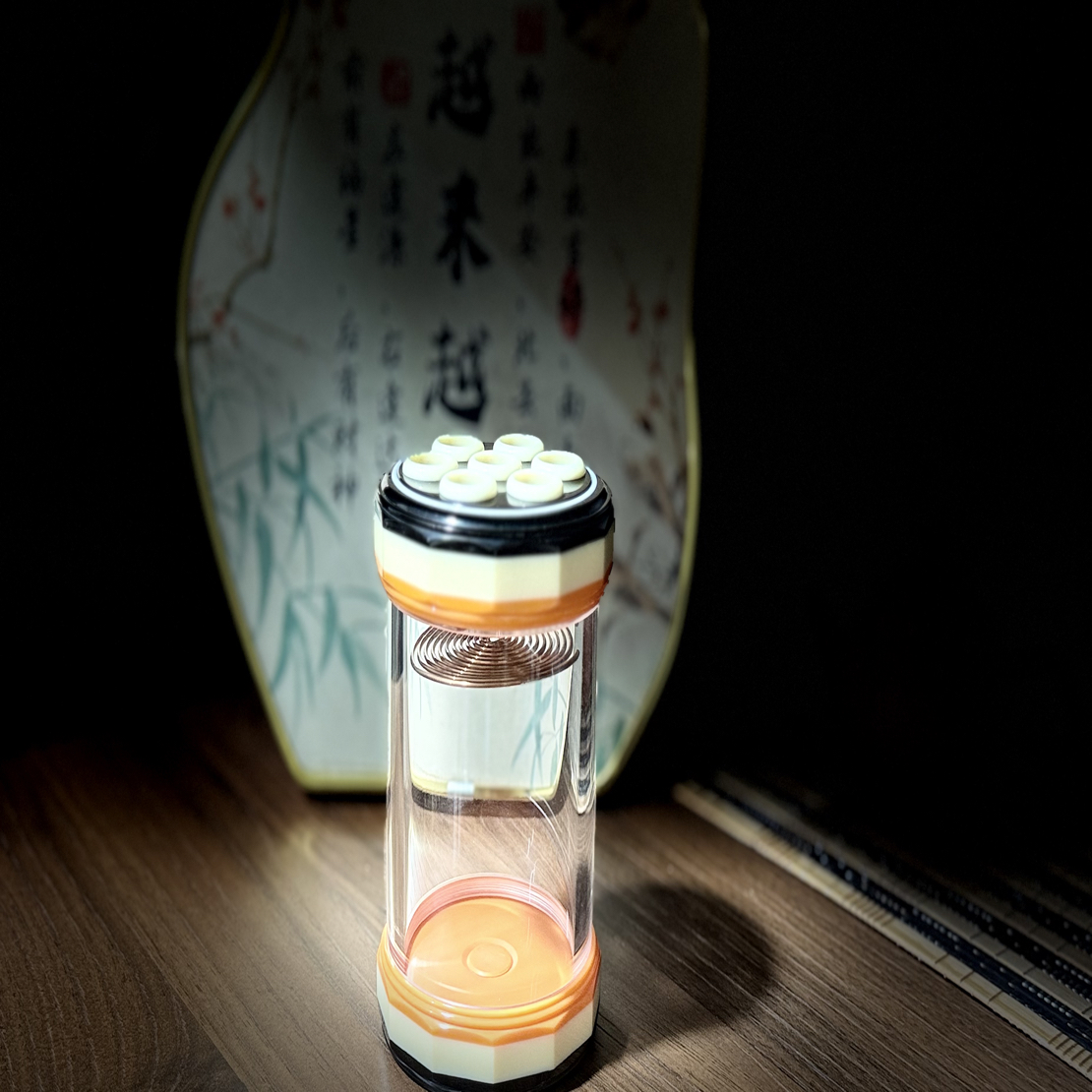 小林作品密胺七星蝈蝈筒虫具郝字落款尺寸108*60mm中间变色老密胺
