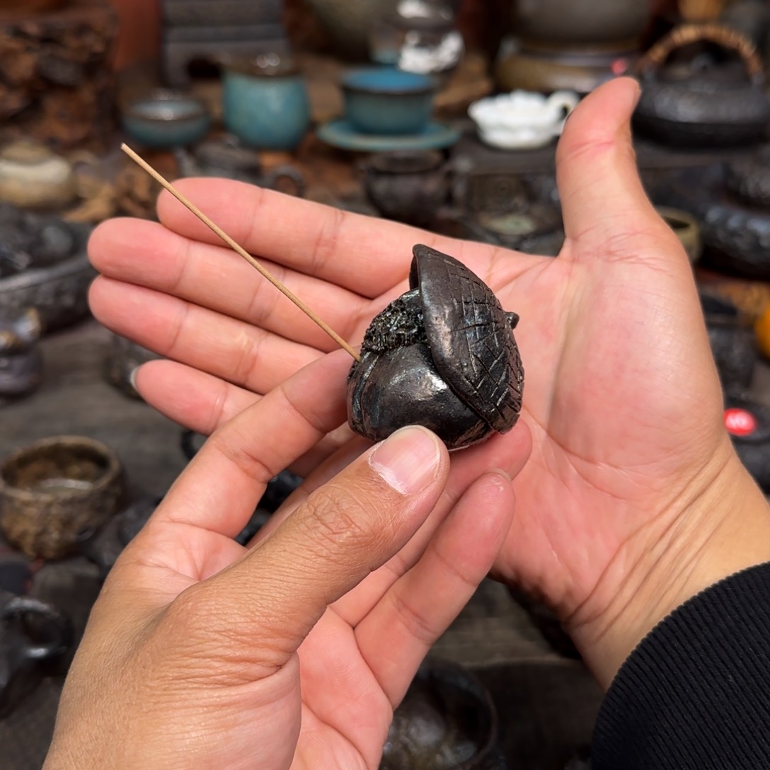 壶手工钓鱼线香插摆件