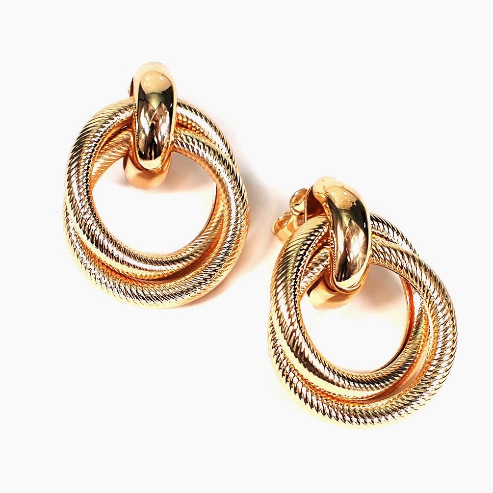 合金耳饰 欧货DP高品欧美风金色圆圈多层麻花耳环-8918