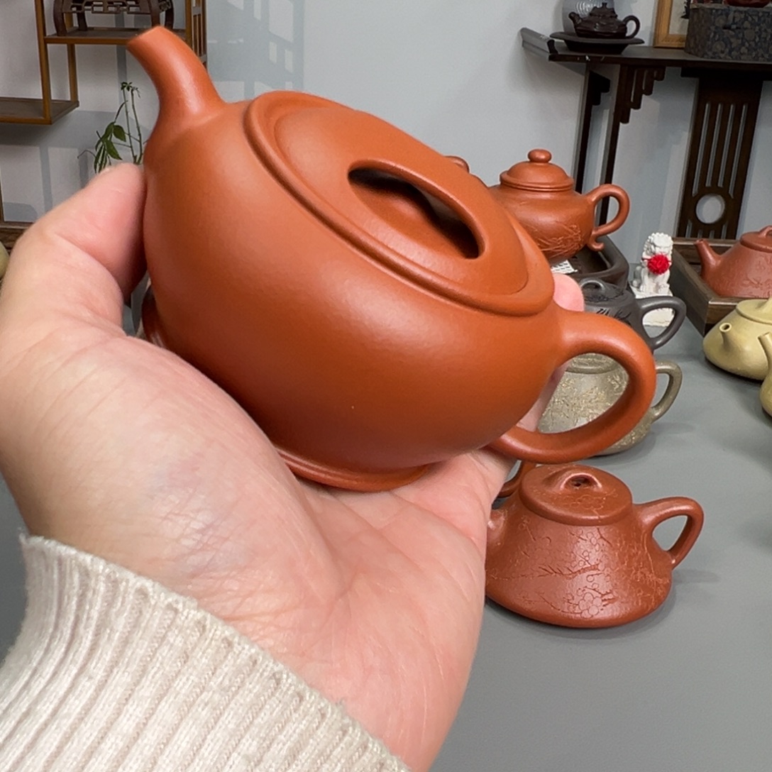 茶壶紫砂小红泥牛盖