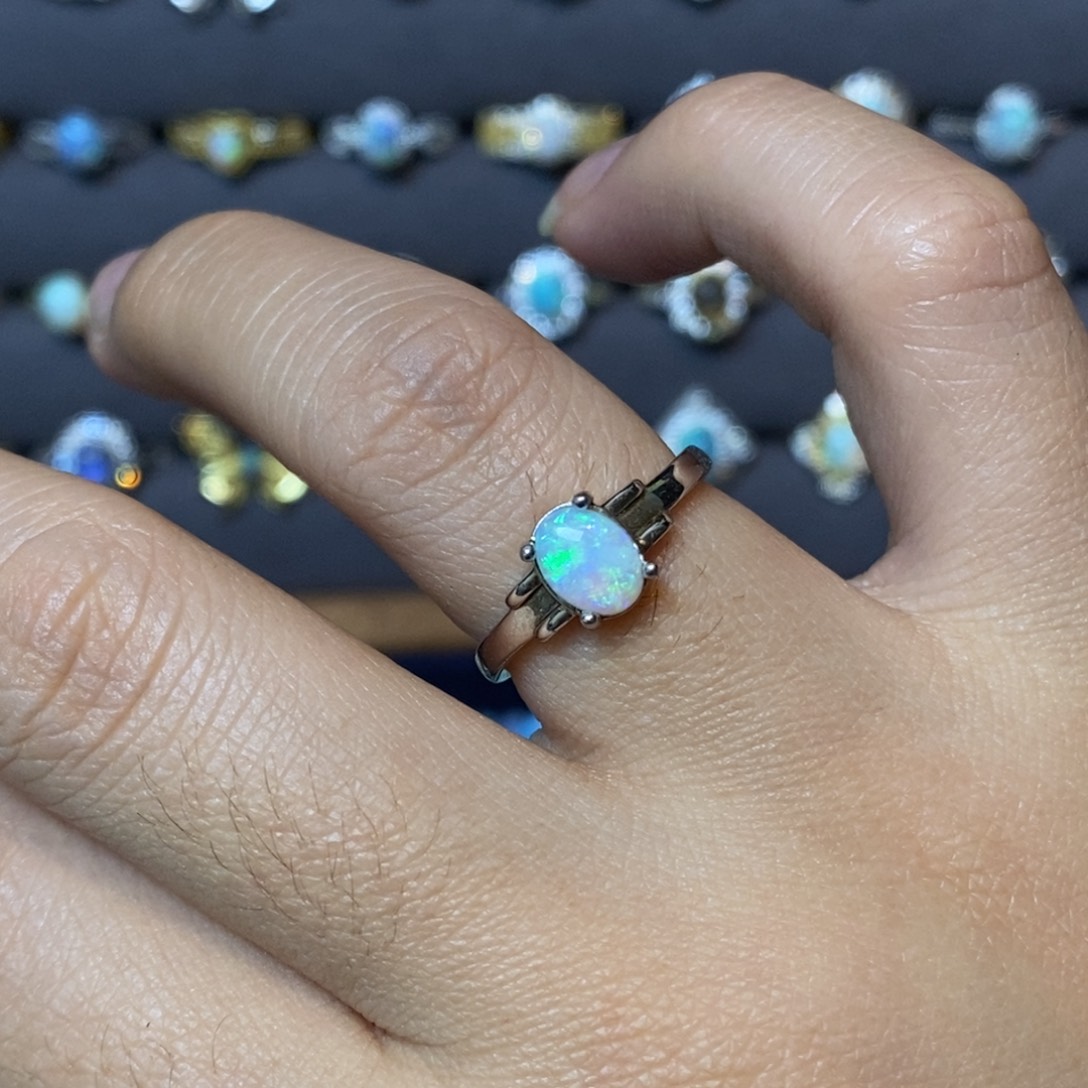 欧泊珠宝奇石银S925镶嵌戒指