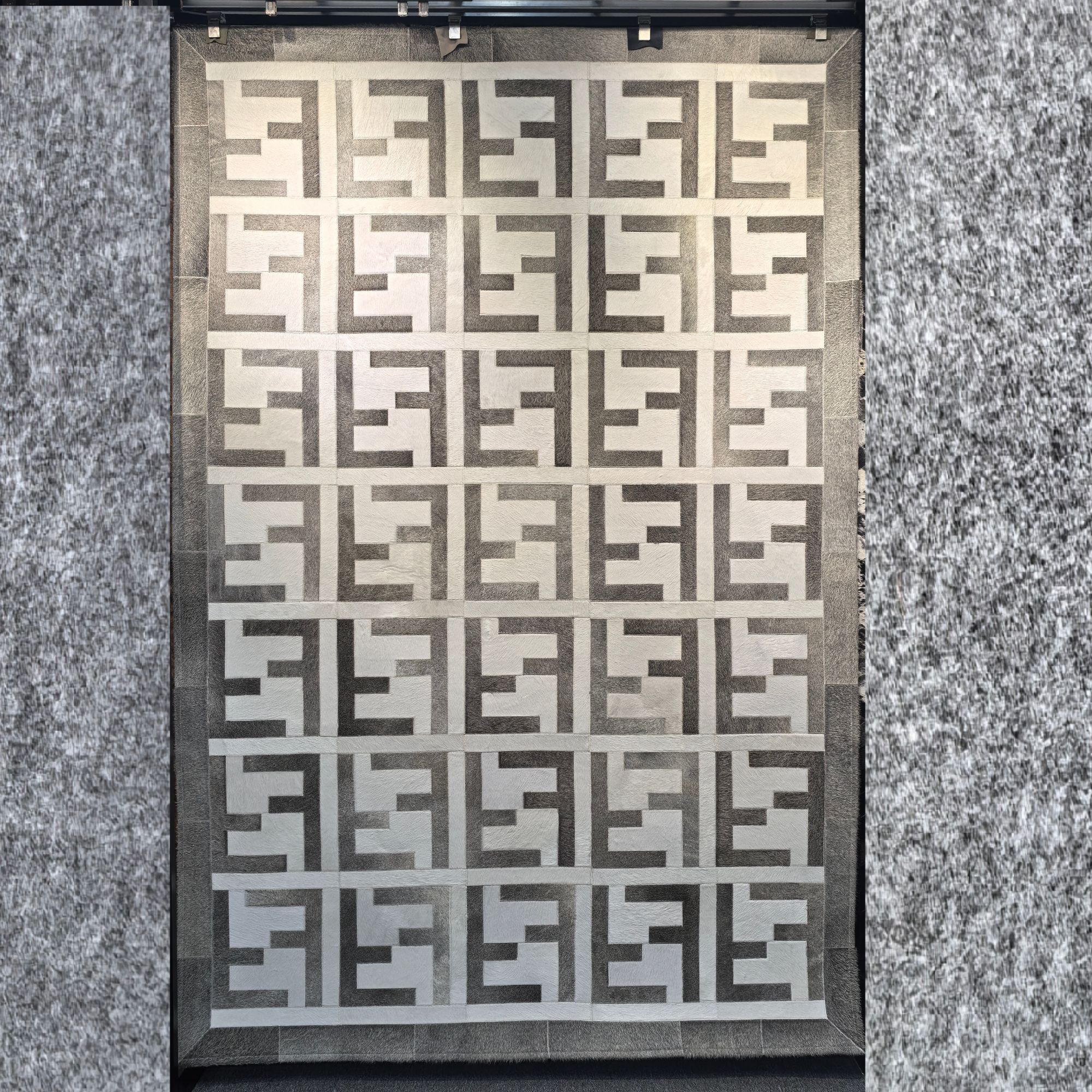 轻奢高级牛皮吸水拼接地毯真皮北欧客厅沙发茶卧室地毯定制新中式