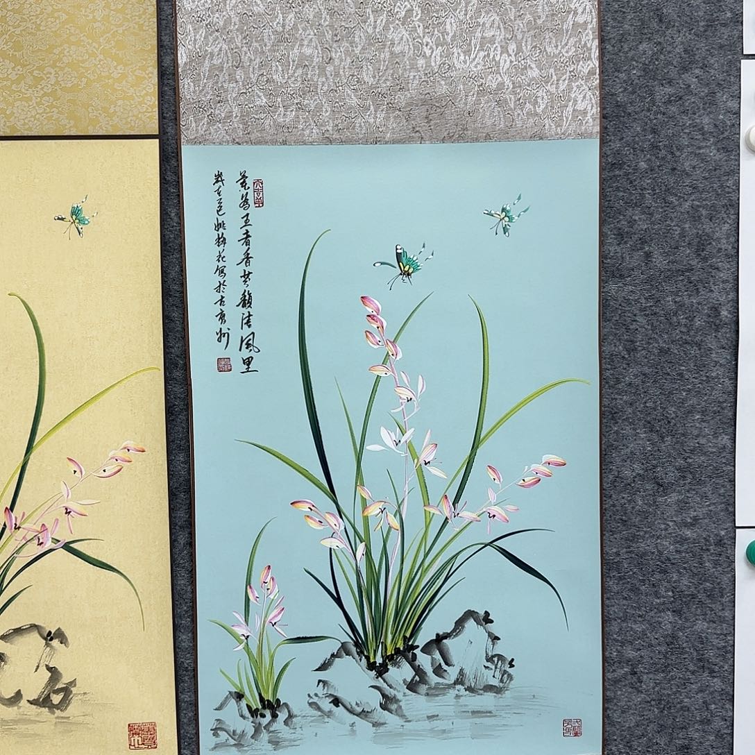 国画国画立体兰花作品