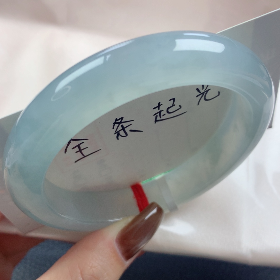 未镶嵌手镯翡翠韵味十足高级冰川蓝毕业款正圈56.57