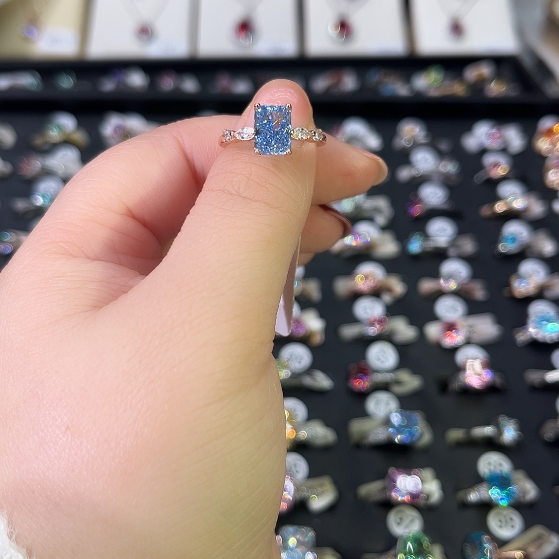 莫桑石非金属SH K枚长方蓝冰花-9