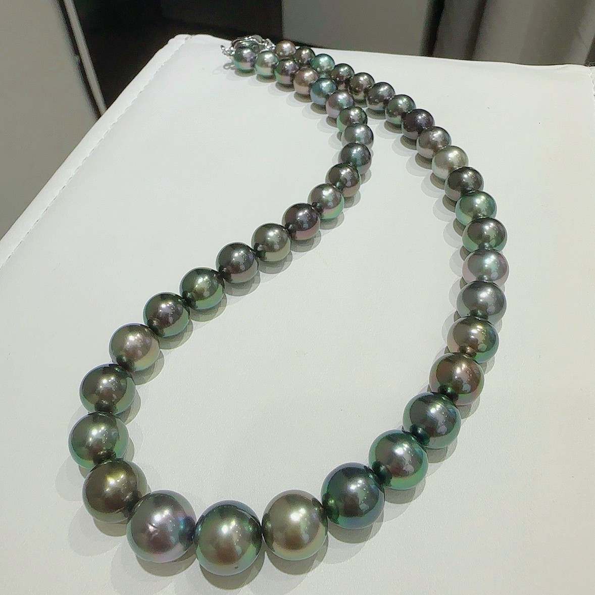 7.6-10.8mm大溪地混彩海水珍珠项链油亮高级气质