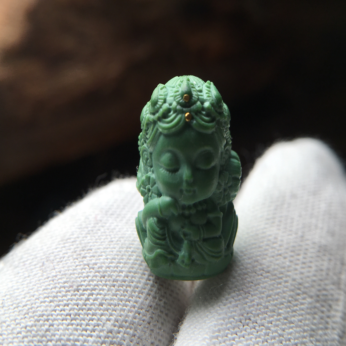 原矿绿松石度母宝宝 菜籽黄料尺寸长16.7宽11厚9.3 未抛光