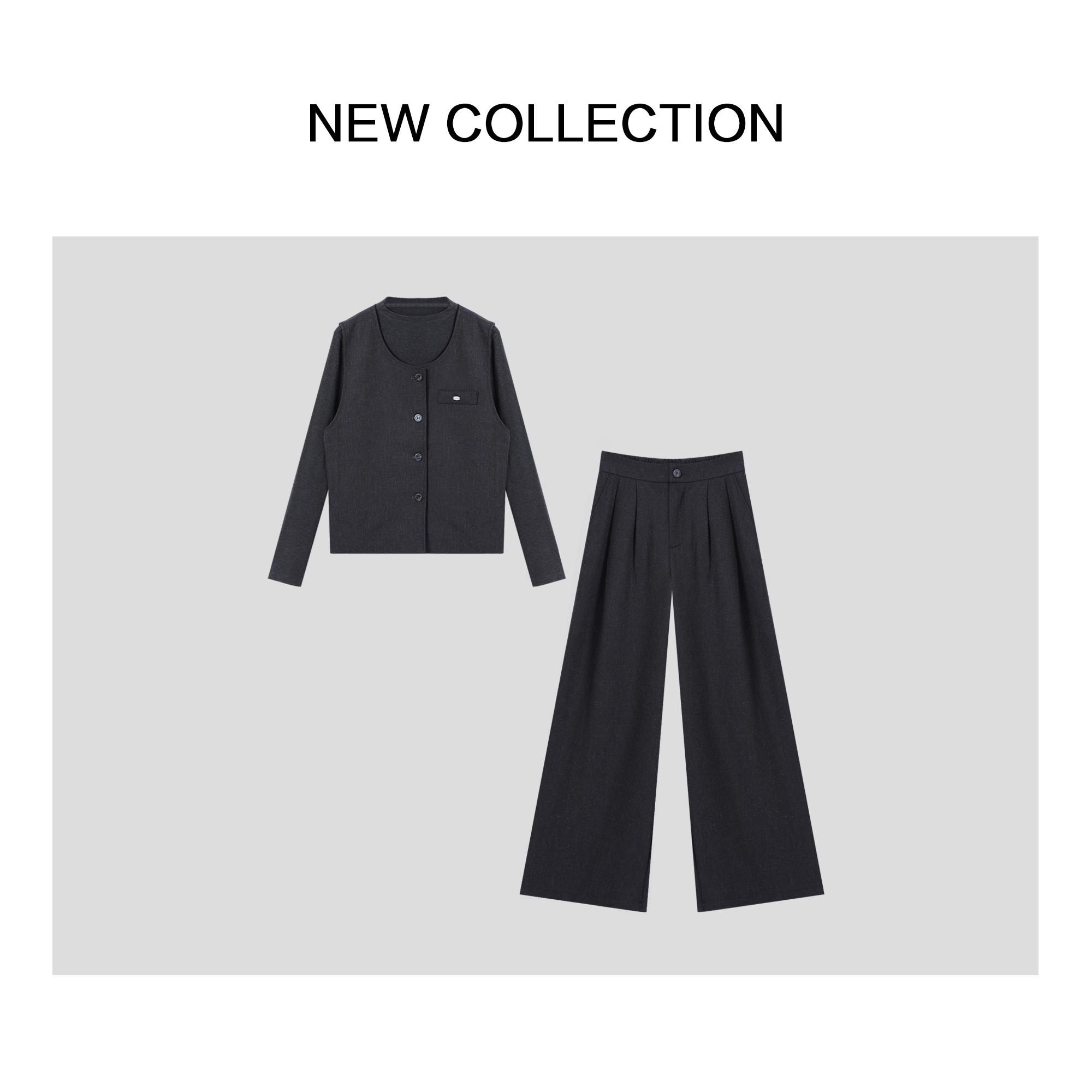 【小依专享】新款气质时尚套装D5536002-6002黑色针织秋季