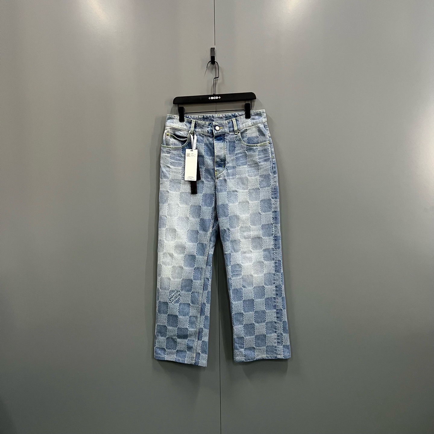 95新 LouisVuitton/路易威登 楠 水洗棋盘格牛仔裤 30码/020770