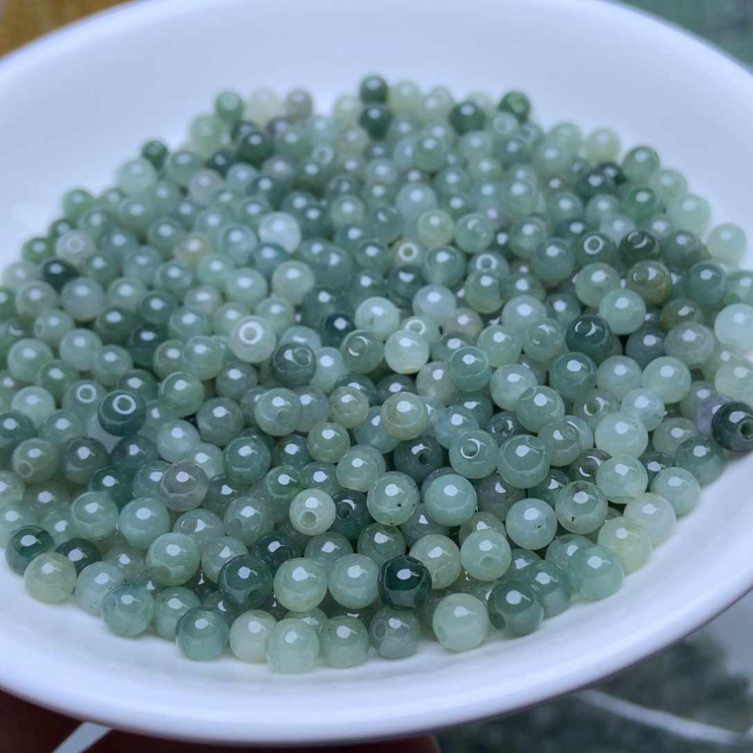 未镶嵌手链翡翠卡4冰油青100个