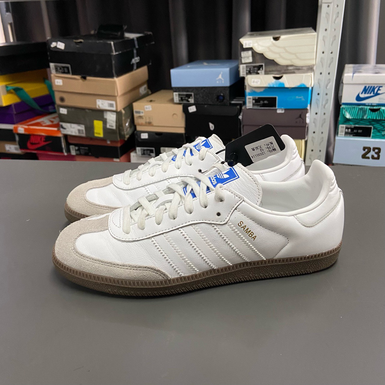 95新 adidas/阿迪达斯 42码 samba 白棕 12035114 
