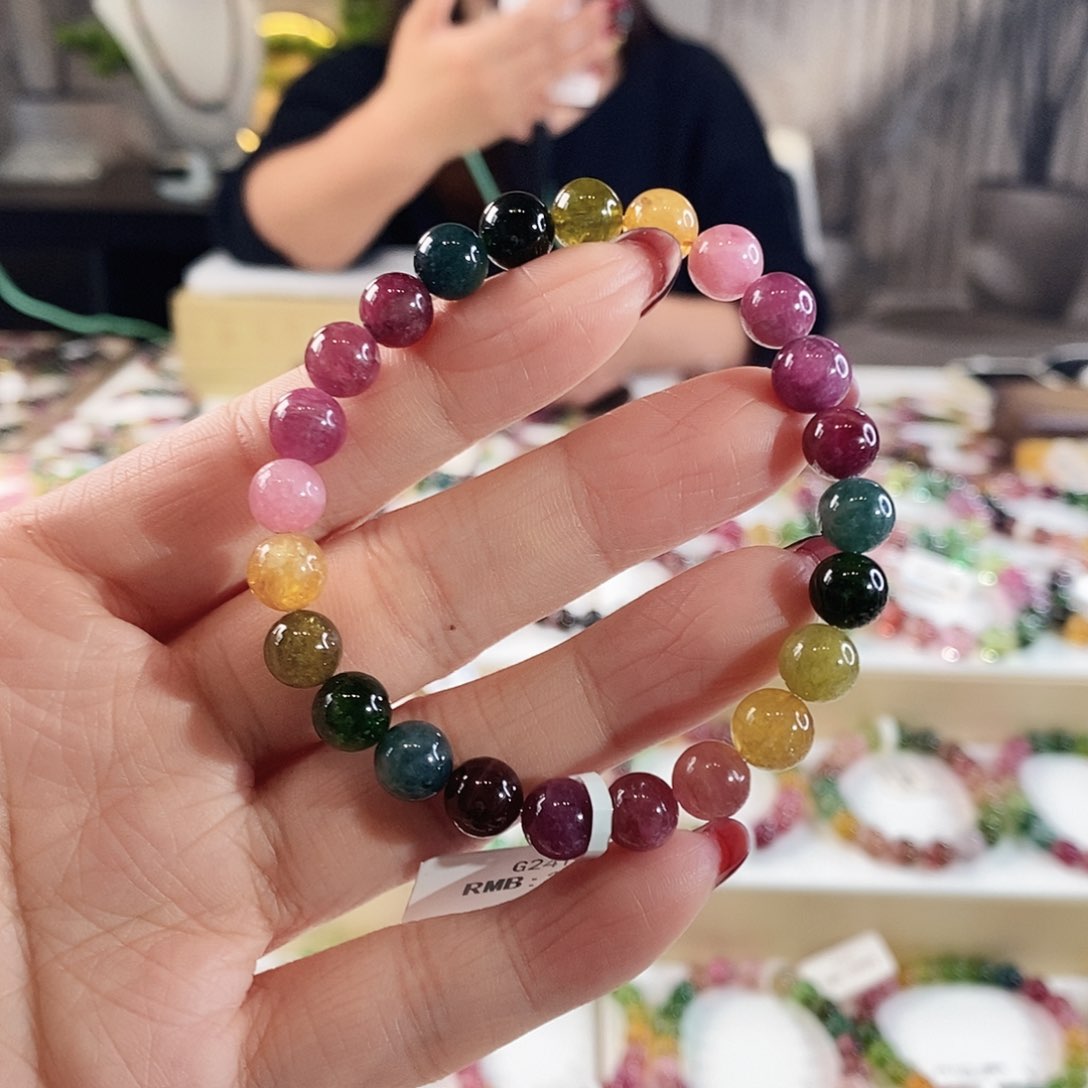 碧玺手串未镶嵌G2411单圈颜色微差