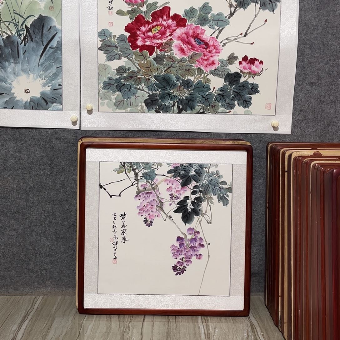 国画书画作品带框63×63