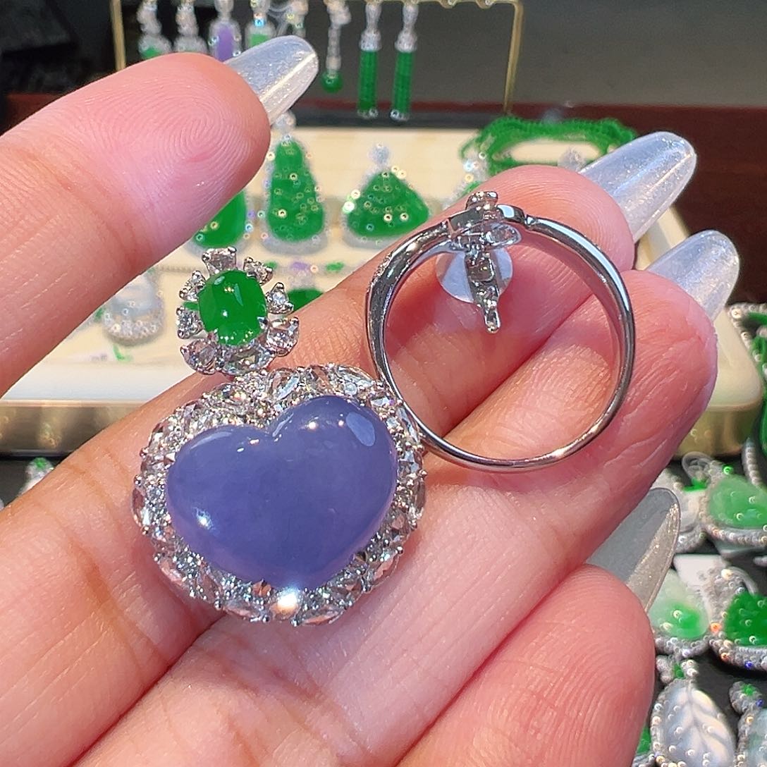 翡翠戒指18K金镶嵌两用款