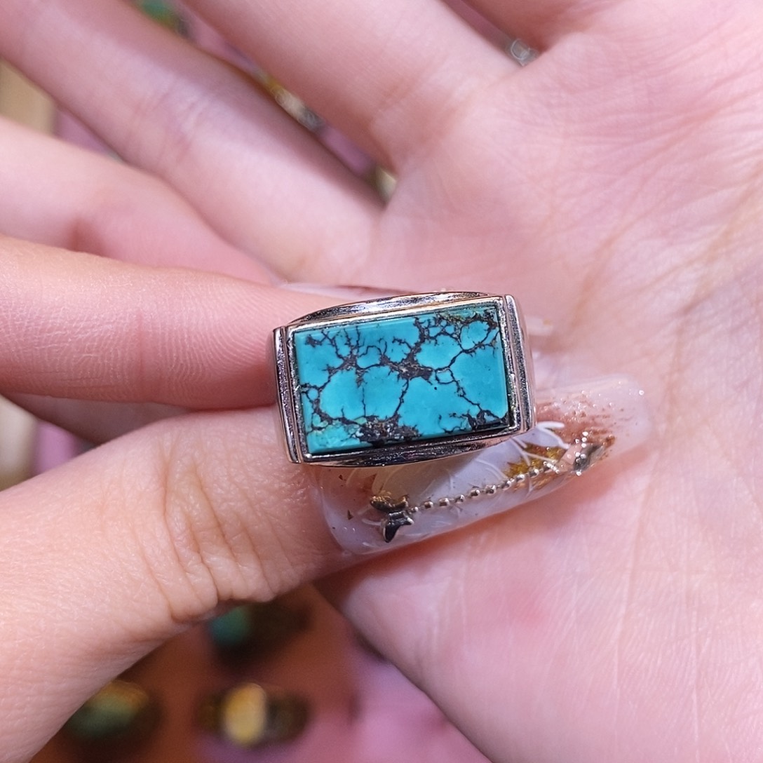 绿松石戒指银S925镶嵌南****站戒指