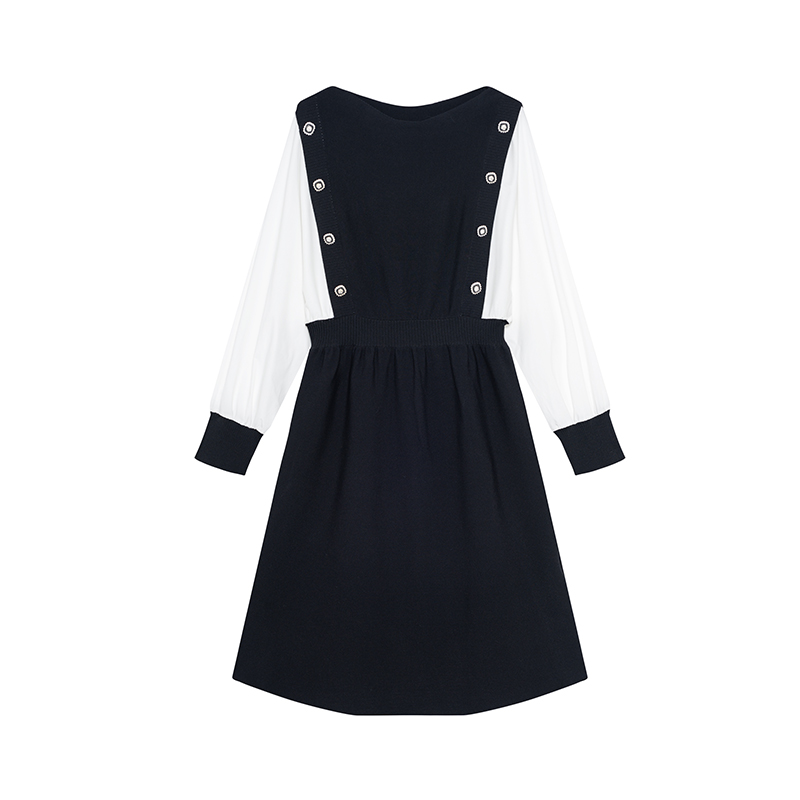 【直播专享】商场同款新品时尚高腰针织拼接连衣裙N193A31276