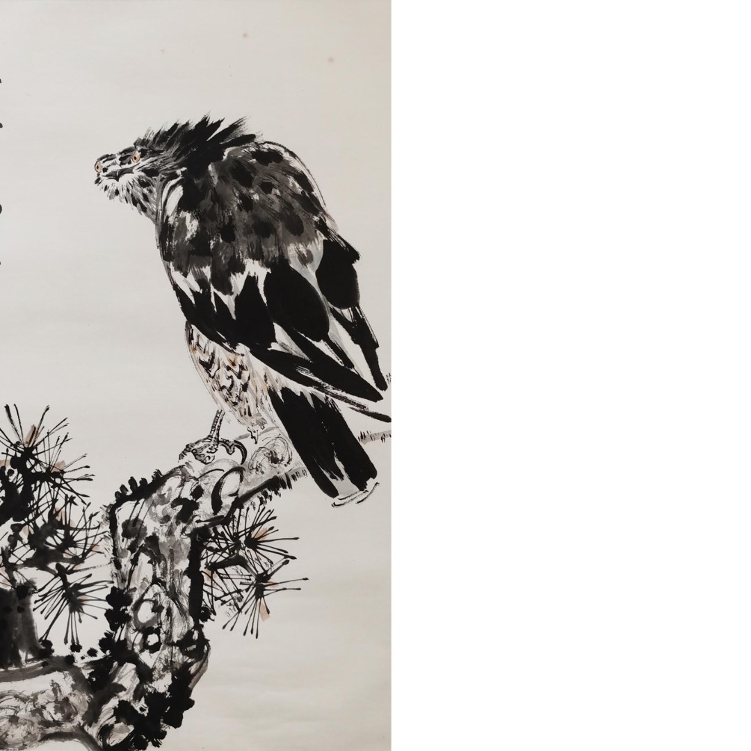 【辽拍】V250709-2-777《松鹰图》（3.7平尺) 纸本镜片 DD26