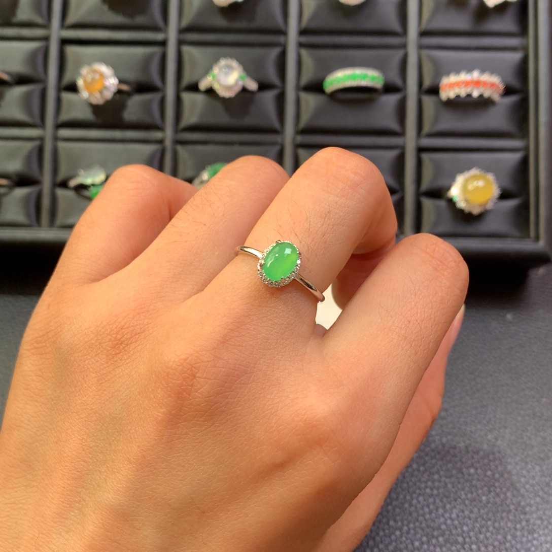 翡翠银S925镶嵌戒指