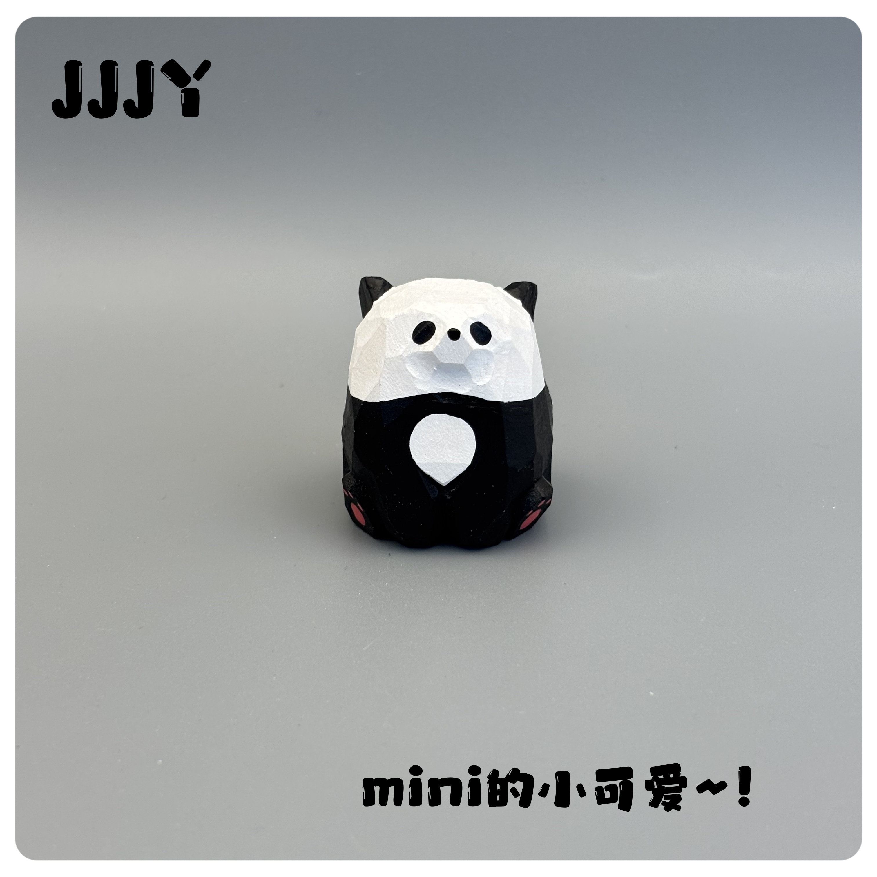 极简记忆mini小熊猫木雕摆件，萌出天际~！可爱动物手工手绘