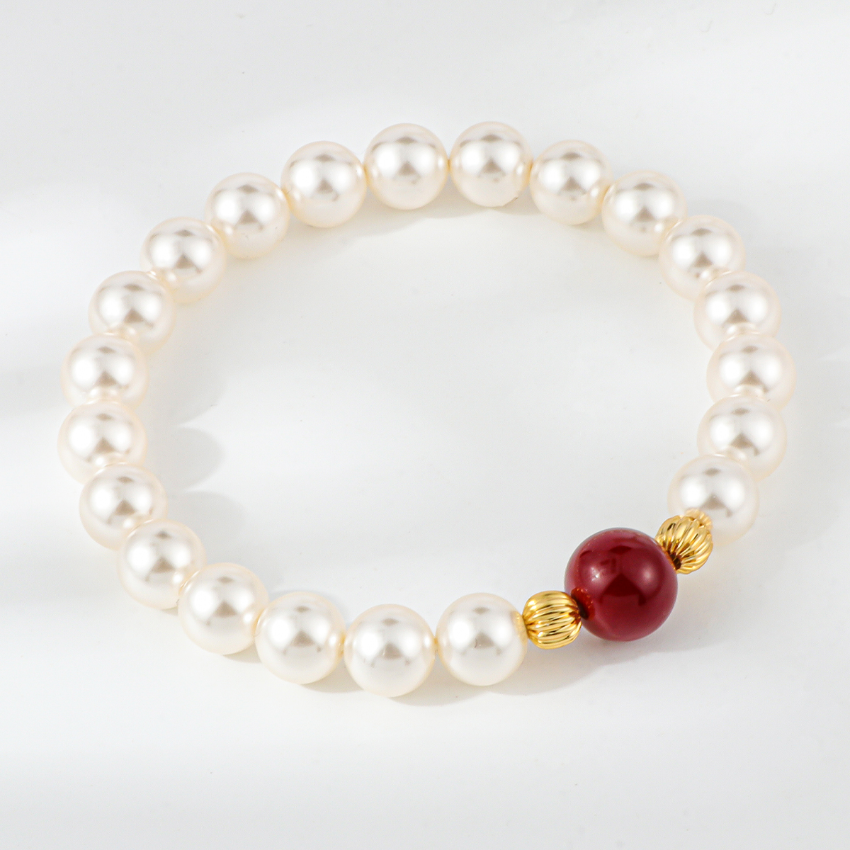 非金属仿珍珠手链 A0301珠珠手链安哥拉双南瓜6MM（无礼盒）