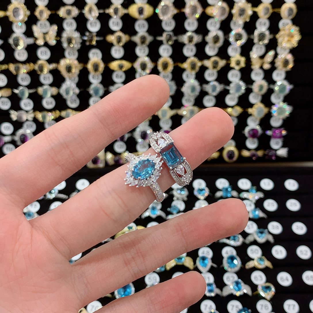 托帕石戒指银S925镶嵌焦****）