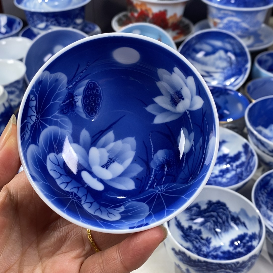 青花荷花主人杯杯