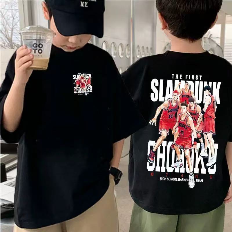 tx-00888白黑 儿童 工艺休闲面短袖韩版洋气时尚夏季T恤百搭