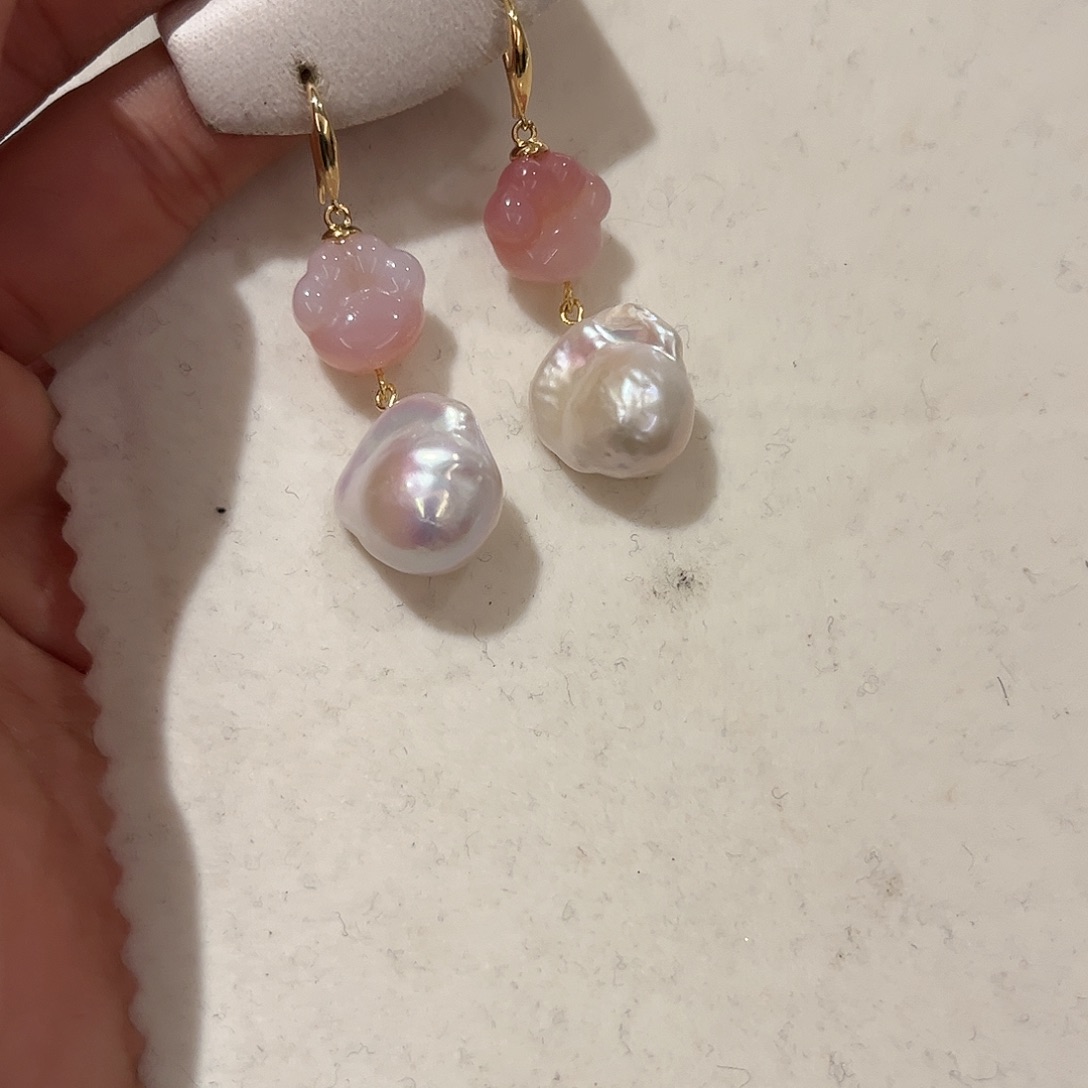 淡水珍珠耳饰银S925镶嵌