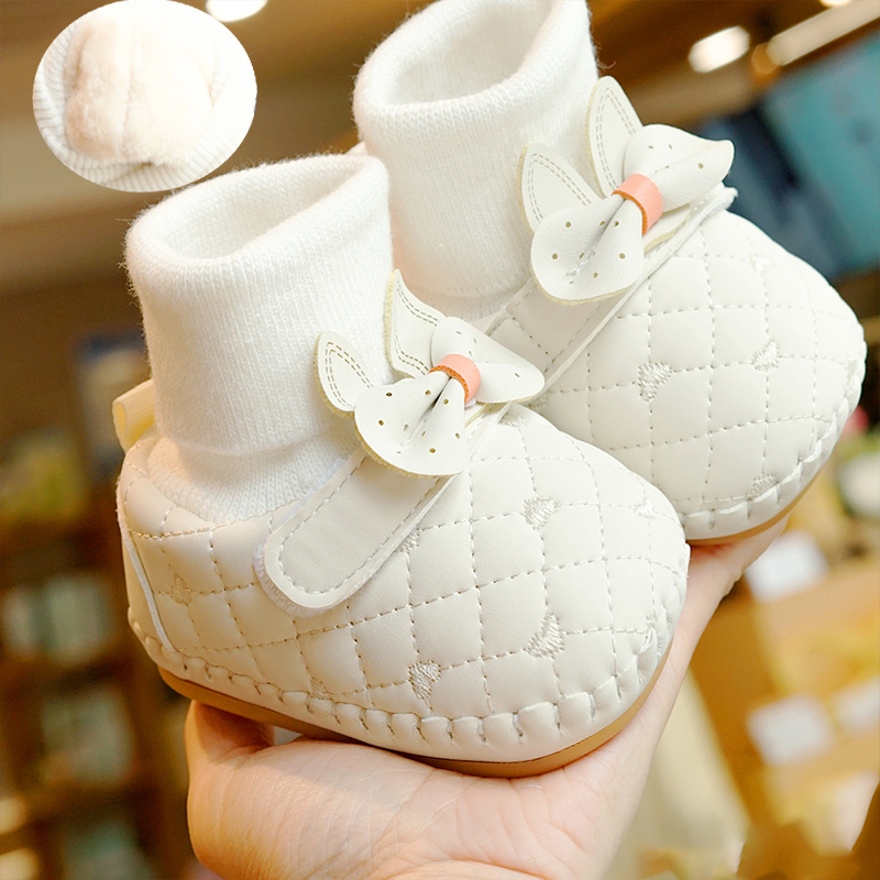 冬季婴儿加绒鞋软底防滑加绒加厚0-1岁宝宝学步鞋袜子鞋