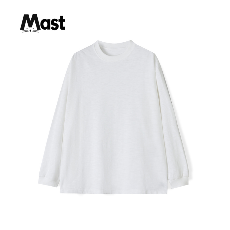 Mast『竹节棉』2025年春季纯棉百搭长袖T恤休闲简约宽松青少年男女