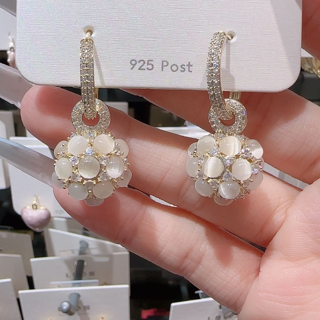 铜合金925银锆石耳环