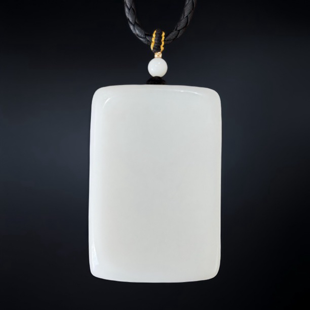 妙空｜天然和田玉羊脂白无结构无事牌吊坠【周】