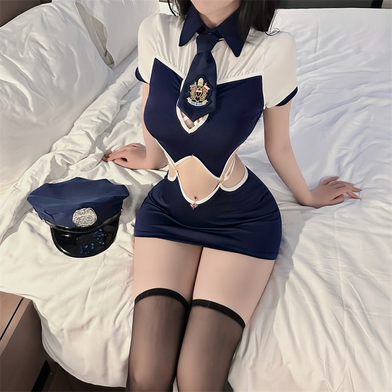 内衣性感纯欲海军风空姐绑带装COS角色扮演制服诱惑连体包臀