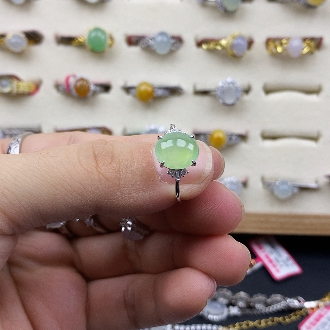 翡翠银S925镶嵌戒指