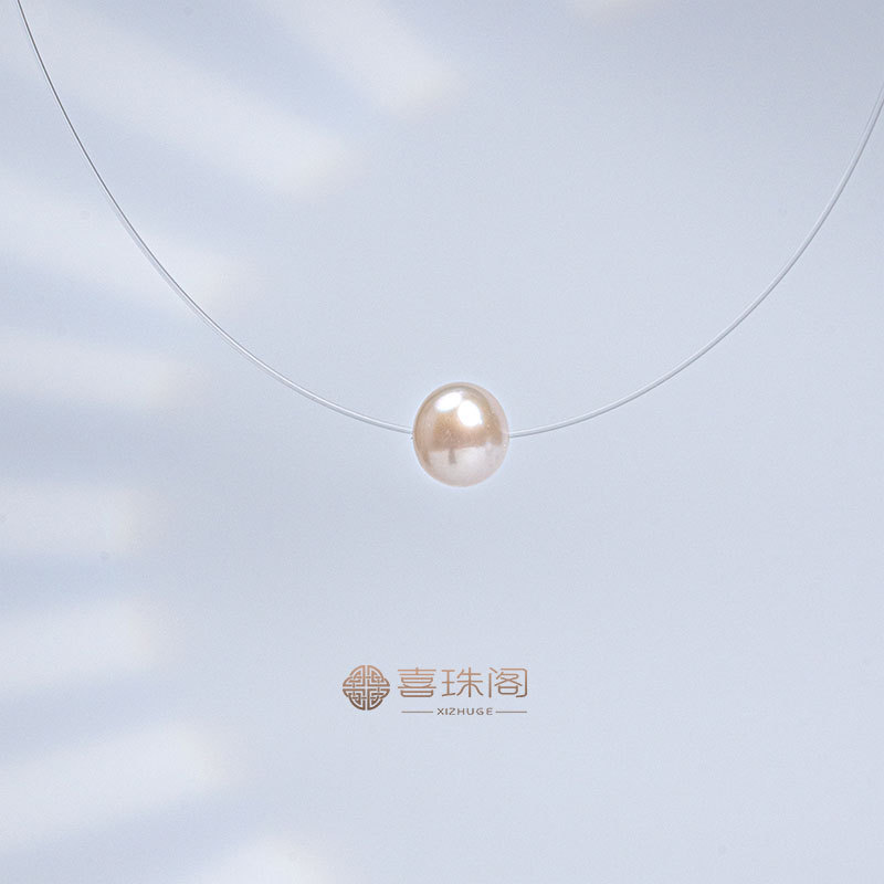 【喜喜凡】S925银淡水无核珍珠白珠路路通扁扣延长尾链