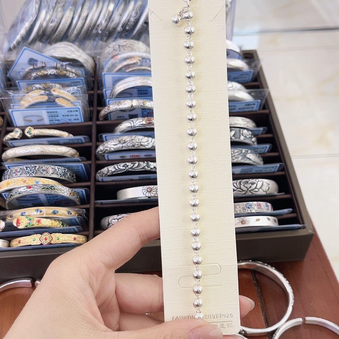 足银足银光珠手链