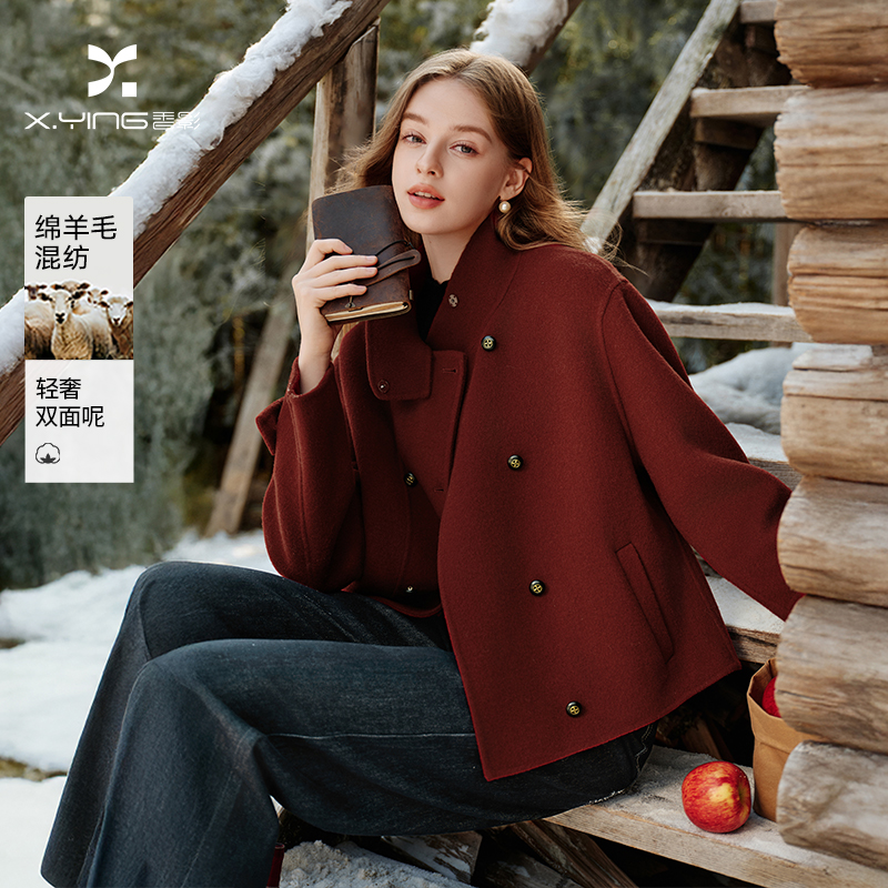 【女装优选WH】香影圣诞红色双面呢大衣女2026新年毛呢外套N76C001