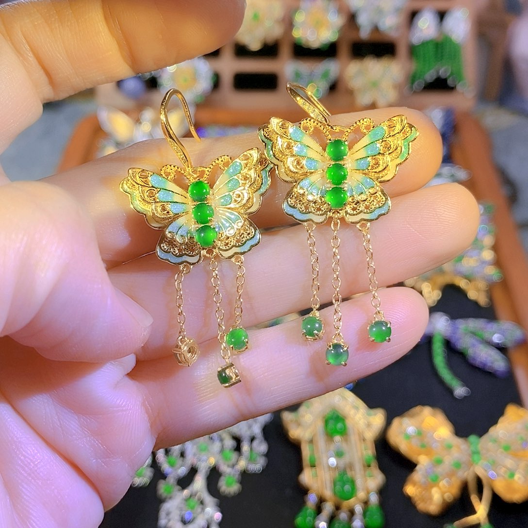 吊坠(不含链)银S925镶嵌翡翠